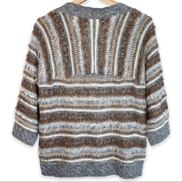 Nic + Zoe Striped Eyelash Cardigan Viscose Blend - Picture 5 of 9